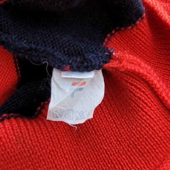 RARE! Vintage FILA Sweater with Front Pocket, Stitched Elbow Detail, Size Medium - Picture 15 of 16